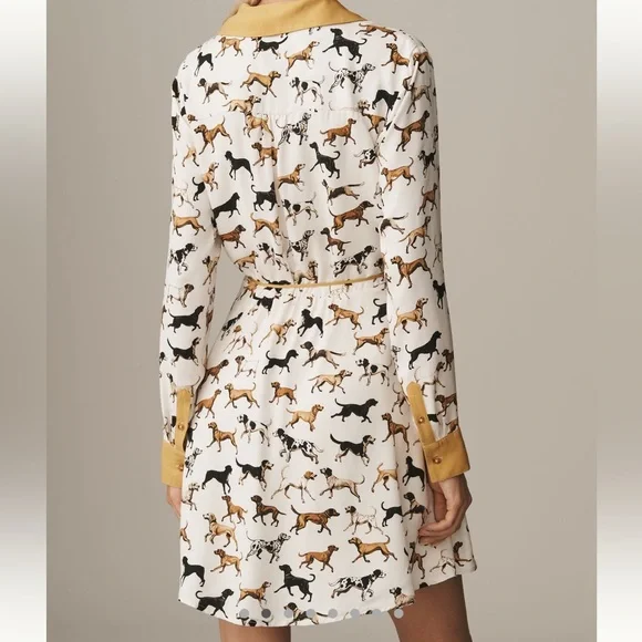 Maeve x Anthropologie Dog Print Wrap Mini Dress - Picture 4 of 6